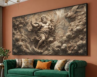 Zeus marmorreliefcanvas, väggkonst för forntida grekisk gud