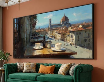 Florence Coffee Canvas Print, Italian Cityscape Wall Art