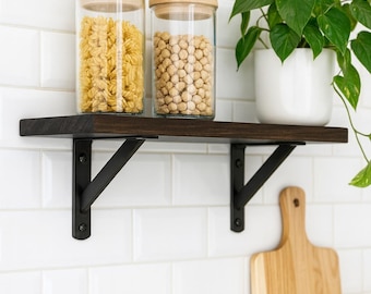 18" Long Handmade Solid Wood Floating Shelf | Rustic Farmhouse Decor