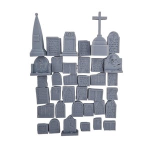 36 PIECE Graveyard Headstone Set - 28/32mm Scale Fantasy Scatter Terrain Scenery For Tabletop Wargaming, RPGs & Dioramas
