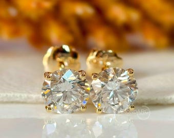 Rundslipade diamantörhängen med labbodlade diamanter Minimalistiska örhängen finns i olika storlekar Push Back-örhängen för henne CVD-diamantörhängen