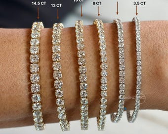 14K massivt guld runt armband med labbodlade diamanter Tennisarmband för kvinnor Labbtillverkat diamantarmband Infinity stapelbart armband Present till henne