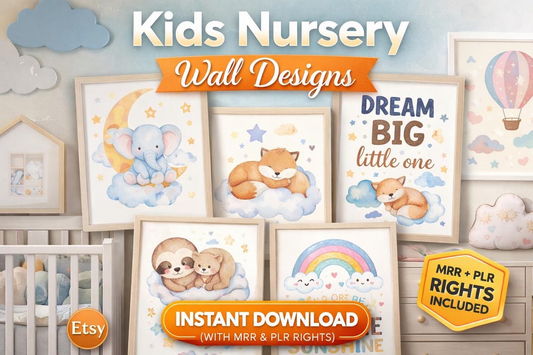 100+ Kids Nursery Wall Art Bundle | Printable Nursery Decor | Kids Room ...