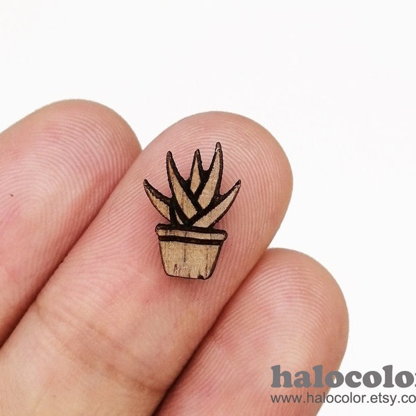 NOUVEAU! - 10 pcs Filigree Laser Cut Minimalist Potted Plants Wood Charm / Earring Supplies / Cabochons en bois / Ear Stud / 680