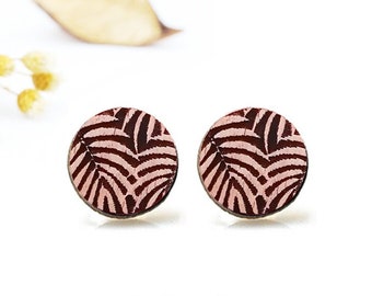 NEW! -  10 pcs  Filigree Laser Cut Minimalist Round Leaf Wood Charm / Earring Supplies / Wood Cabochons / Ear Stud / 553