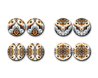 Little Color Wood Cabochons -Filigree Tribal Boho Style  Wood Cab /Wooden Embellishments /12mm/16mm/20mm/25mm /Wood Cab For Ear Stud/ LPC-43