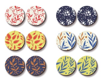 Little Color Wood Cabochons - Filigree Floral Flower Wood Cab /Wooden Embellishments / 12mm /16mm/20mm/25mm /Wood Cab For Ear Stud/ LPC-473