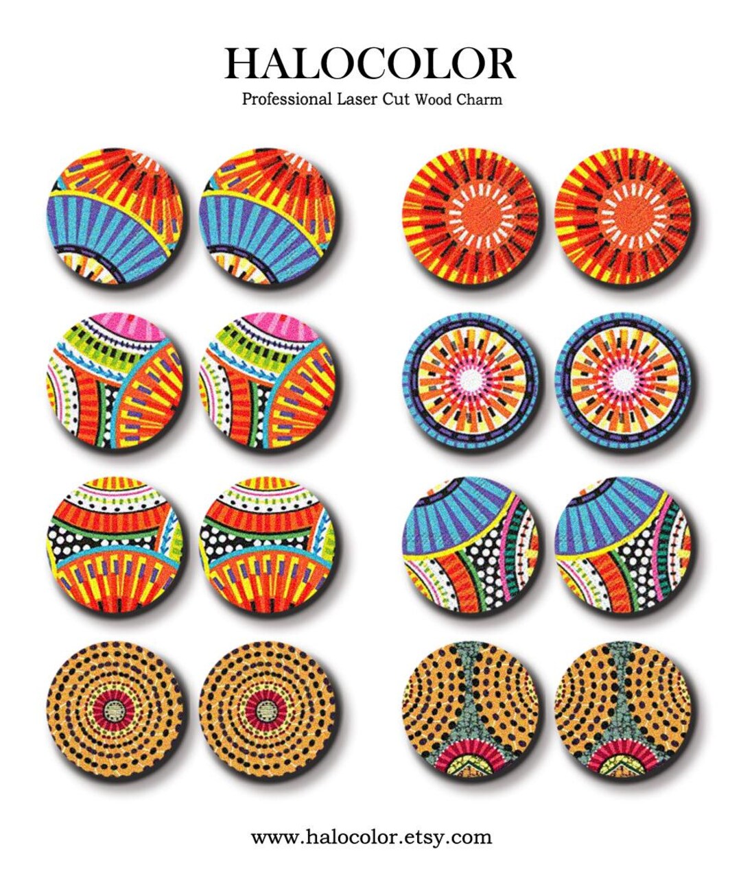 Little Color Wood Cabochons - Filigree Geometric Abstract Colorful Wood ...