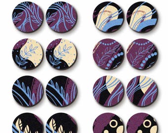 Little Color Wood Cabochons - Filigree Geometric Abstract Boho Colorful Wood Cab / 12mm /16mm/20mm/25mm / For Ear Stud/ LPC-1242