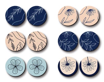 Little Color Wood Cabochons - Filigree Boho Plant Wood Cab /Wooden Embellishments / 12mm /16mm/20mm/25mm /Wood Cab For Ear Stud/ LPC-295