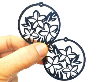 Dyeing Series Birch Wood Flower Charm – Tropical Hawaii Filigree Pendant (45x47mm)  NM2513