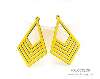 Dyeing Series - 35 x  57 mm Variety of Colors Filigree Geometric Wood Dangle/ Wooden Charm/Pendant NM698