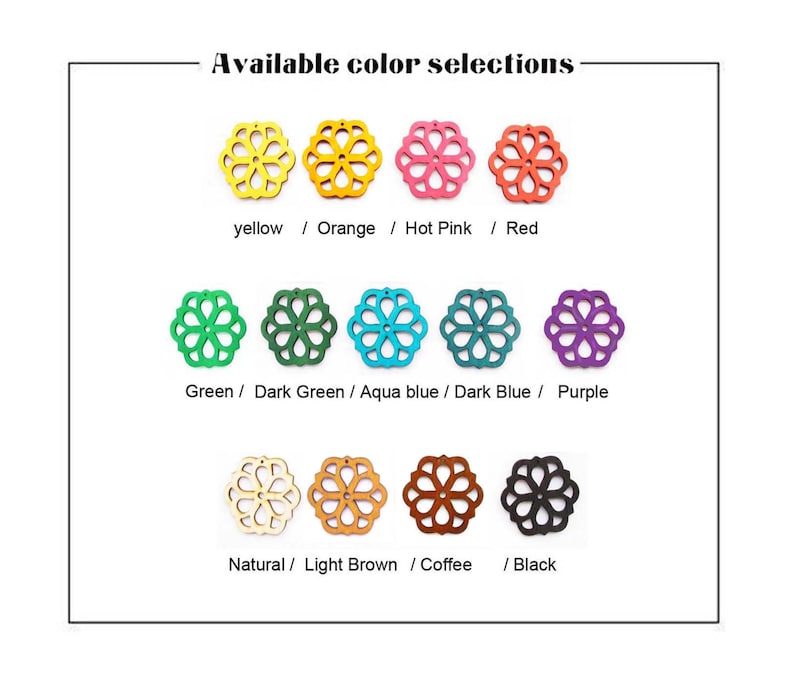 Dyeing Series 6 Pcs 48 x 52 mm Variety of Colors Filigree Geometric Wood Dangle Wooden CharmPendant NM1530