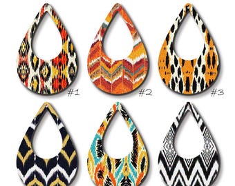 Filigree Tear Drop Wood Charm – Abstract Boho Earring Pendant  CP14-8