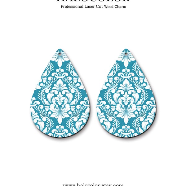 Print Series - 2 Pcs Filigree Classic Pattern TearDrop Wood Charm / Wooden  Dangle/ Pendant /Embellishments/Fit For Earring T-23