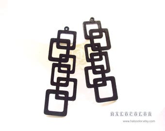 Dyeing Series Wood Dangle – Geometric Filigree Charm (23x67mm)