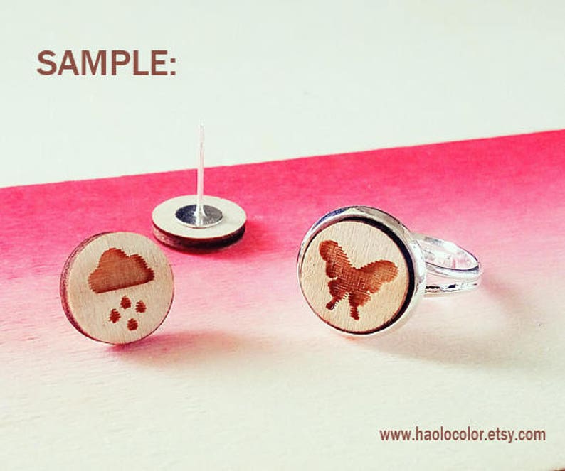 10 pcs Diamond Wood Charm Earring Supplies Wood Cabochons Ear Stud LCW81