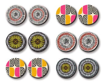 Geometric Filigree Birch Wood Cabochons – Ear Stud Jewelry  LPC-1269