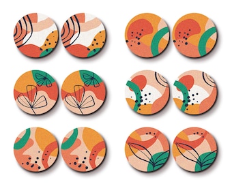 Abstract Filigree Wood Cabochons – Boho Ear Stud Supplies LPC-469