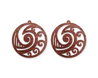 Geometric Filigree Wood Charm – Dyed Birch Dangle (50x53 mm)  NM1926