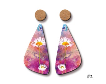 Printed Laser Cut Wood charm - 2 PCS Filigree Flower Geometric Wood Charm/Wooden Dangle/Pendant/Embellishments/ Fit for earring/DC-106