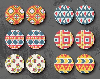 Little Color Wood Cabochons - Filigree Boho Abstract Geometric Wood Cab 12mm 16mm 20mm 25mm Wood Cab For Ear Stud/ Light Weight/LPC-775