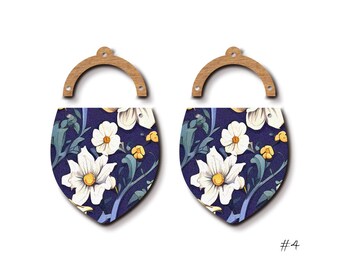 Printed Filigree Flower Wood Charms – Boho Geometric Pendants   MS18-47