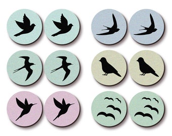 Filigree Bird Wood Cabochons – Birch Plywood Charms (12-25mm)