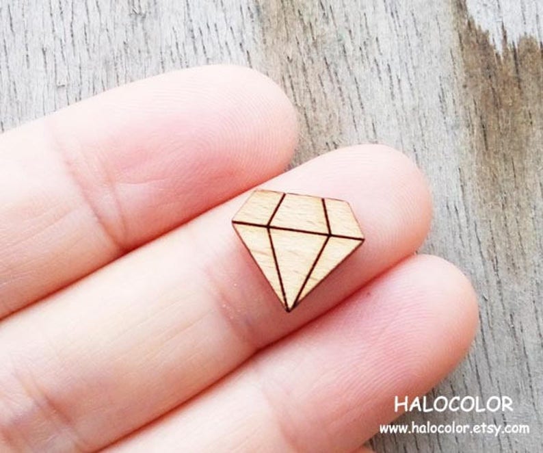 10 pcs Diamond Wood Charm Earring Supplies Wood Cabochons Ear Stud LCW81
