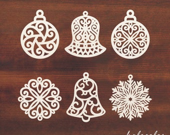 Verven Serie - Verscheidenheid van kleuren Filigraan Kerst Ornament Sneeuwvlok Hout Charme / Hanger SC4