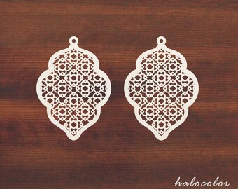 Dyeing Series - 6 PCS 40 x 55 mm Variety of Colors Filigree Christmas Ornament Wood Charm/Pendant SC10