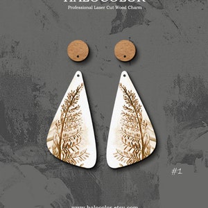 Printed Laser Cut Wood charm - 2 PCS Filigree Flower Leaf Geometric Wood Charm/Wooden Dangle/Pendant /Embellishments/ Fit for earring/DC-138