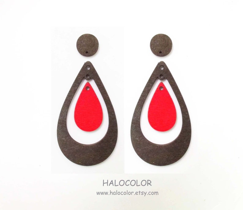Dyeing Series Variety of Colors Filigree Simple Geometrical Wood Dangle Wooden CharmPendant NM776 4 Sets 2 Pairs