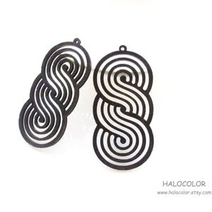 Dyeing Series - 30 x  62mm Variety of Colors Filigree 3D Geometry Wood Dangle/ Wooden Charm/Pendant NM416
