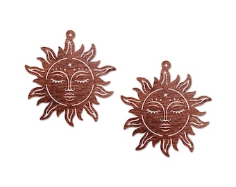 NEW! - Dyeing Series - 6 Pcs 48 x 51 mm Variety of Colors Filigree Sun Wood Dangle/ Wooden Charm/Pendant NM1953