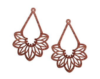 Filigree Flower Wood Dangle – Birch Wooden Charm, 37x55mm  NM2001