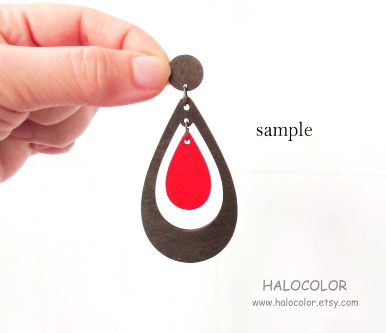 Dyeing Series Variety of Colors Filigree Simple Geometrical Wood Dangle Wooden CharmPendant NM776 4 Sets 2 Pairs