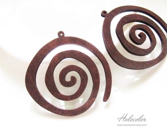 Dyeing Series - 55 x  56 mm Variety of Colors Filigree Geometric Wood Dangle/ Wooden Charm/Pendant NM1087