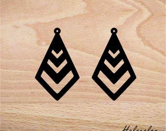 Dyeing Series - 6 PCS 32 x  53mm Variety of Colors Filigree Geometrical Wood Dangle/ Wooden Charm/Pendant /Earring NM991