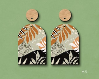 Filigree Leaf Wood Charm – Abstract Geometric Boho Pendant  CP23-58