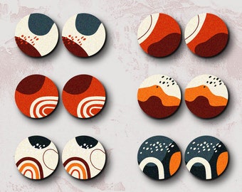 Little Color Wood Cabochons - Filigree Boho Wood Cab /Wooden Embellishments / 12mm /16mm/20mm/25mm /Wood Cab For Ear Stud/ LPC-315