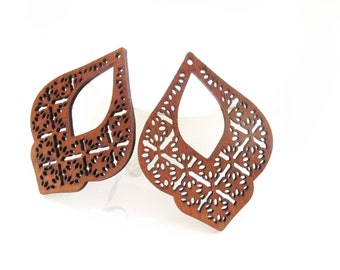 Dyeing Series -  48x 64 mm Variety of Colors Filigree Geometrical Wood Dangle/ Wood Charm/Pendant NM161