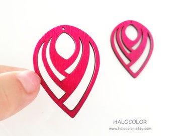 Dyeing Series Filigree Leaf Wood Charm – Birch Pendant (36x50 mm)  NM1567