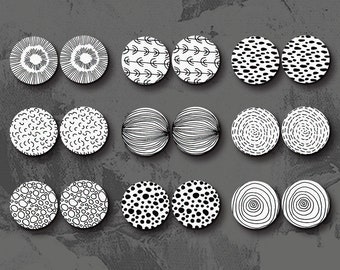 Geometric Birch Wood Cabochons - Filigree Embellishments (12-25mm)   LPC-876