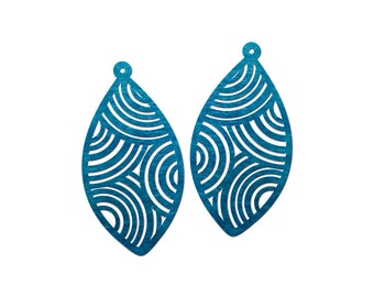 NEW! - Dyeing Series - 28 x 55 mm Variety of Colors Filigree Geometric Wood Dangle/ Wooden Charm/Pendant NM2107