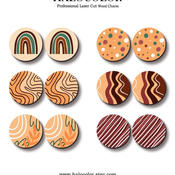 Cabochons en bois de petite couleur - Cabine en bois Boho en filigrane / Embellissements en bois / 12mm / 16mm / 20mm / 25mm / Cabine en bois pour goujon d’oreille / LPC-168