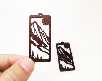 Dyeing Series Filigree Mountain Wood Charm – Birch Pendant (22x50mm)     NM1826