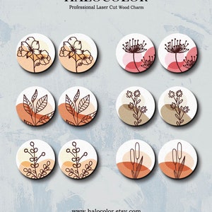Little Color Wood Cabochons - Filigree Boho Leaf Wood Cab /Wooden Embellishments / 12mm /16mm/20mm/25mm /Wood Cab For Ear Stud/ LPC-349