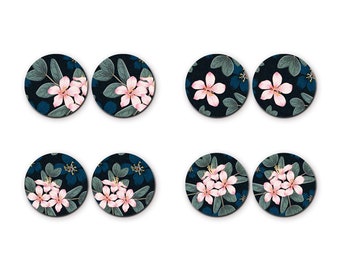 Little Color Wood Cabochons - Filigree Flower Wood Cab /Wooden Embellishments / 12mm /16mm/20mm/25mm /Wood Cab For Ear Stud/ LPC-6