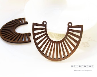 Laser Cut Geometric Wood Dangle – Filigree Wooden Charm (54x43mm)  NM194